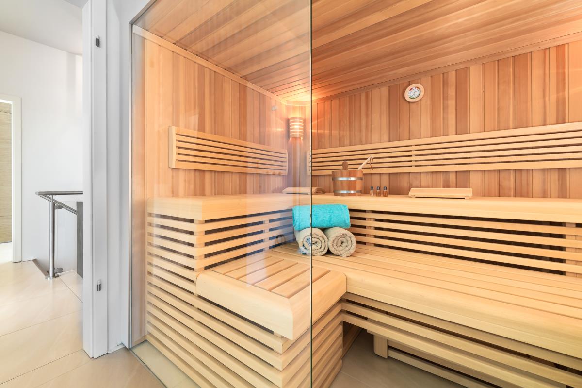 Beachvilla The View - Badezimmer mit finnischer Sauna